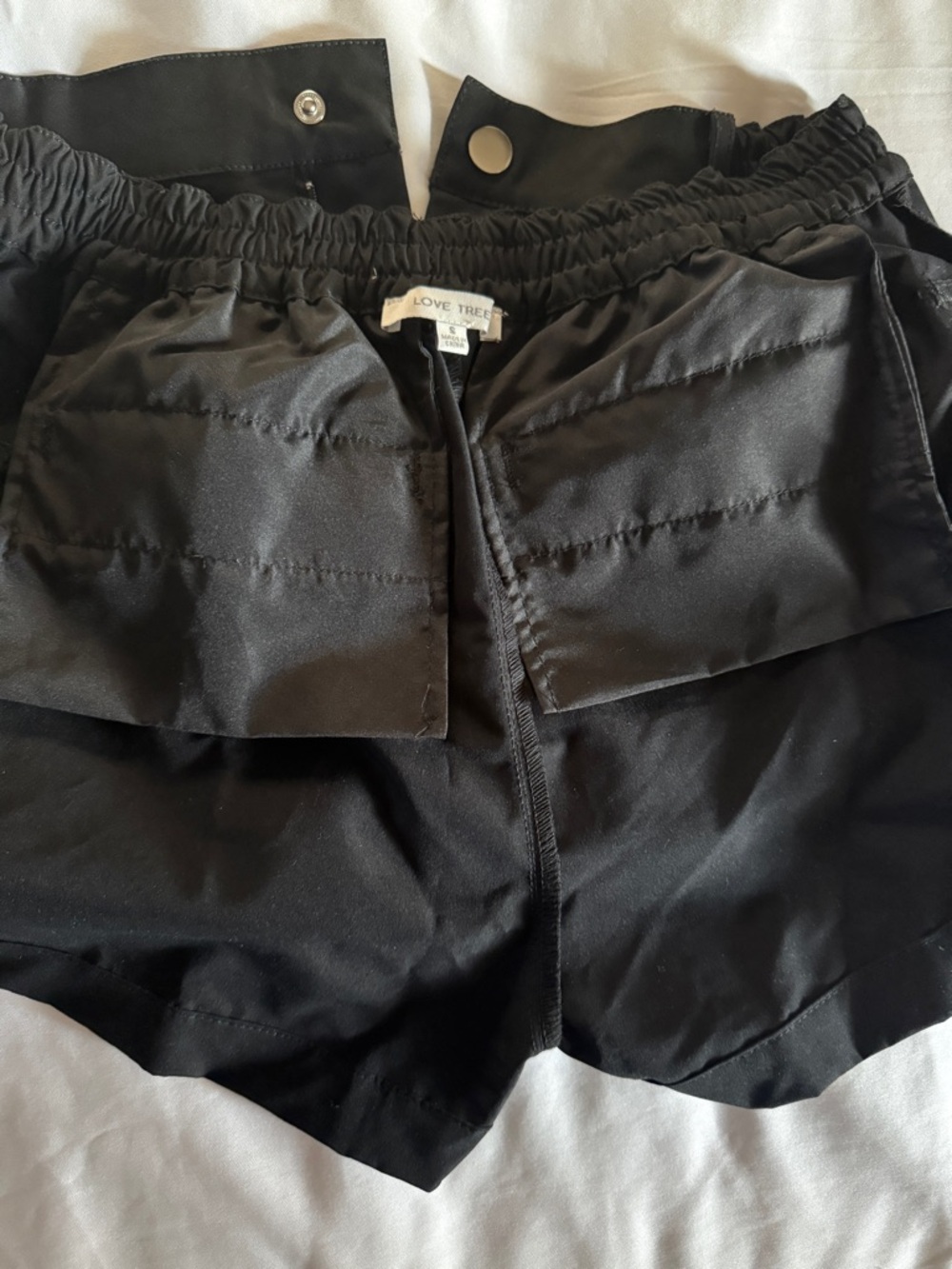 Love Tree Black 4 Pocket Cargo Shorts with Silver D-Ring Strap Closure - Small - Picture 9 of 13